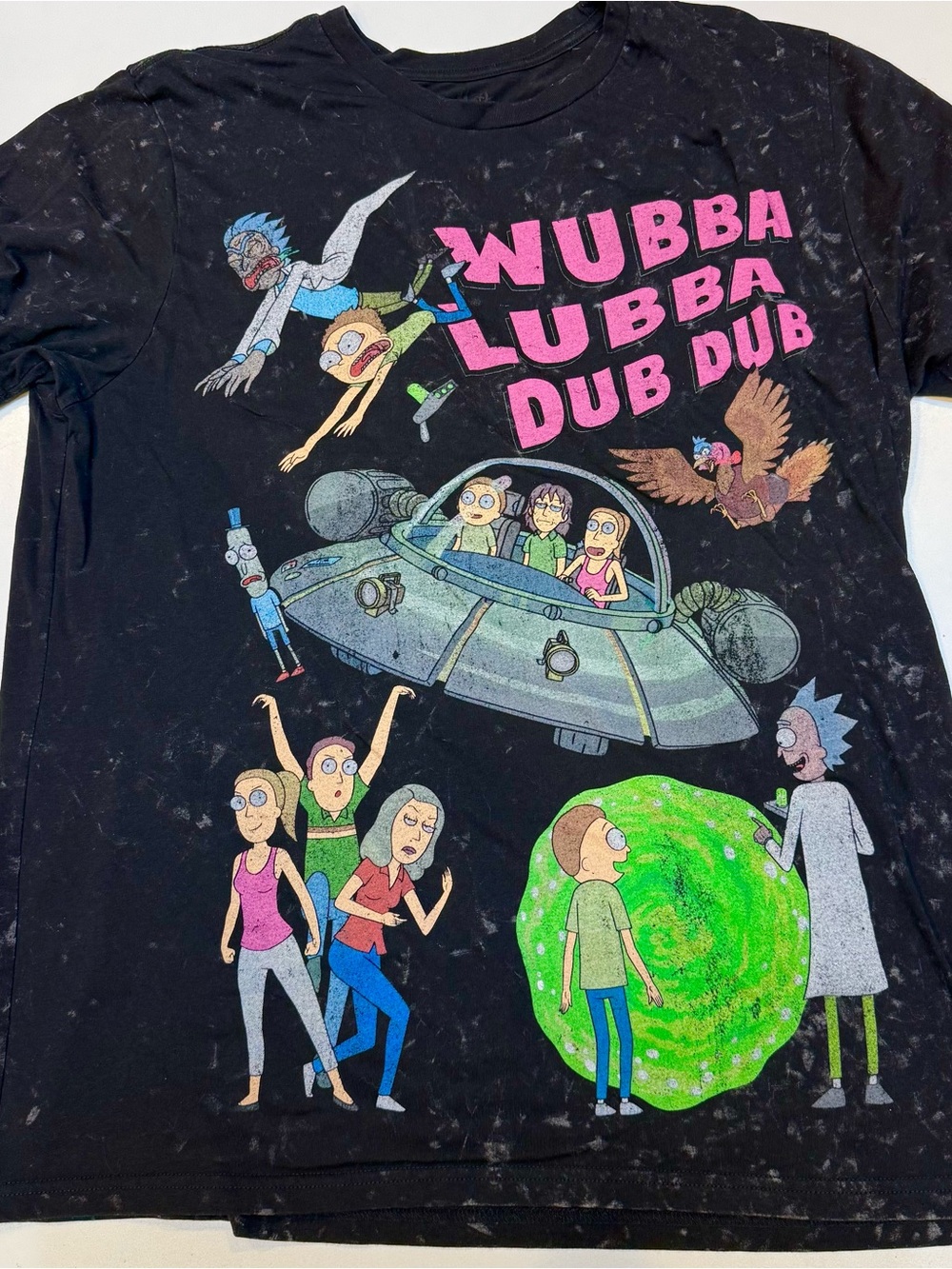 Black Rick and Morty Graphic Tee — Wubba Lubba Dub Dub